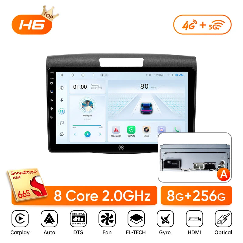 Ainavi Car Radio For Honda CRV CR-V 2012-2016 Carplay Android Auto Qualcomm Car Stereo Multimedia Player 4G Wifi DSP 48EQ