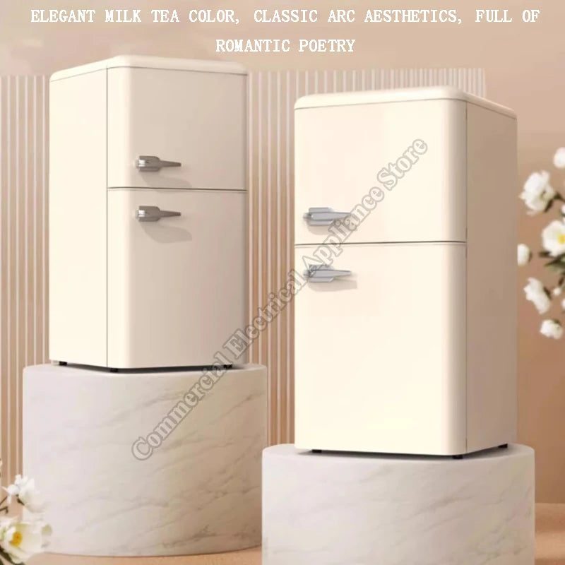 Refrigerator Retro-Style Viral Double-Door Separate Fridge And Freezer Compartments Energy Efficient Mini Refrigerator