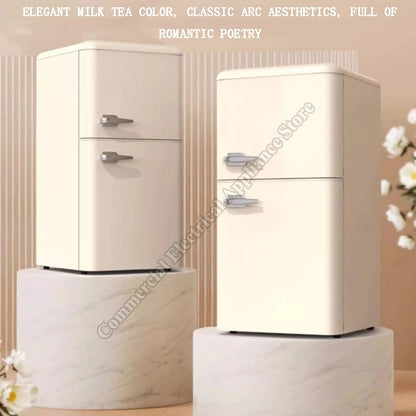 Refrigerator Retro-Style Viral Double-Door Separate Fridge And Freezer Compartments Energy Efficient Mini Refrigerator