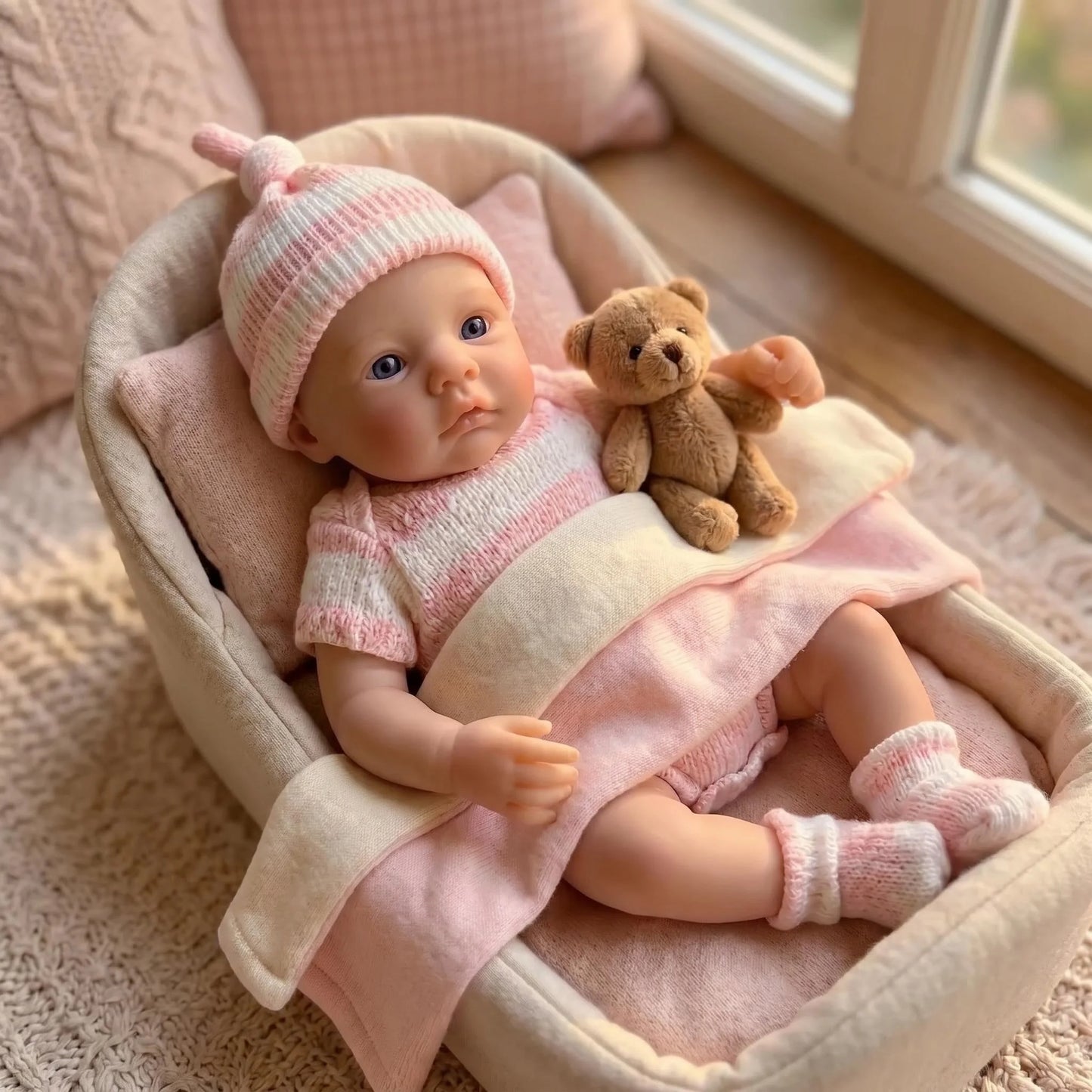 6Inch Handy Palm Mini Doll - Meadow NPK Full Solid Platinum Silicone Super Soft Flexible Elastic Toy with Matching Mini Cloth