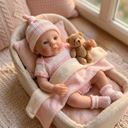 6Inch Handy Palm Mini Doll - Meadow NPK Full Solid Platinum Silicone Super Soft Flexible Elastic Toy with Matching Mini Cloth