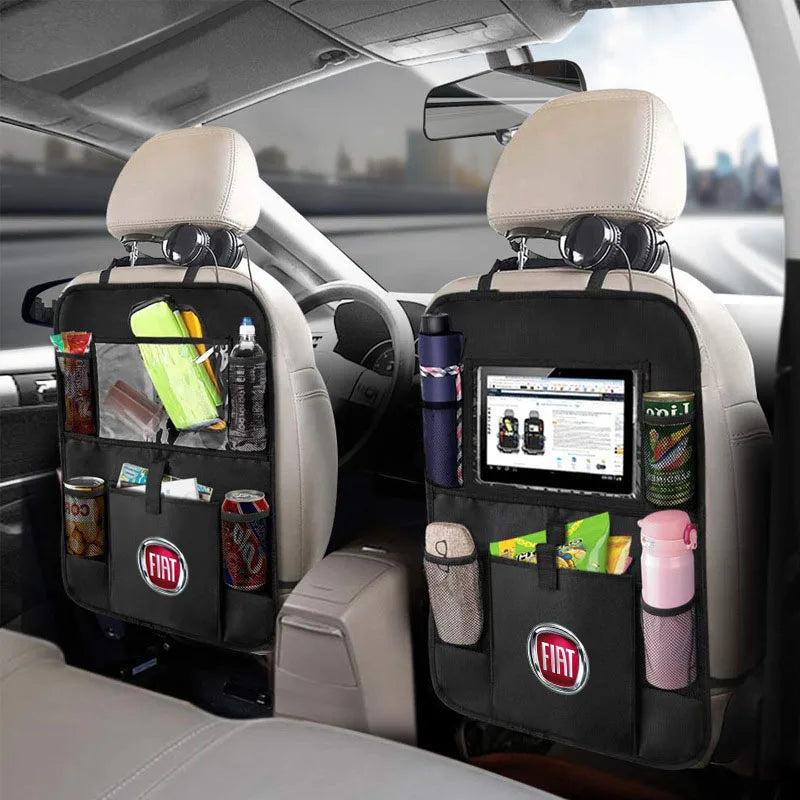 Car Seat Organizer Seat Back Storage Bag Rear Anti-wear Anti-kick Pad For FIAT 500 500C 2012 500X 500L Fiat 695 Car Accessories