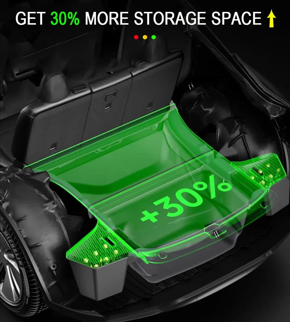 For Tesla Model Y Juniper Trunk Organizer Side Storage Box Bin Organizer Flocked TPE Mat Anti-dirty 2025 2026 Travel Accessories