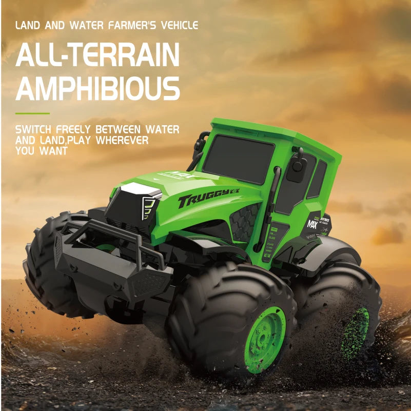 1:14 Scale Amphibious RC Car Full Proportional 4WD Off-road Climbing Farmer Truck Toy Kids Holiday Gift