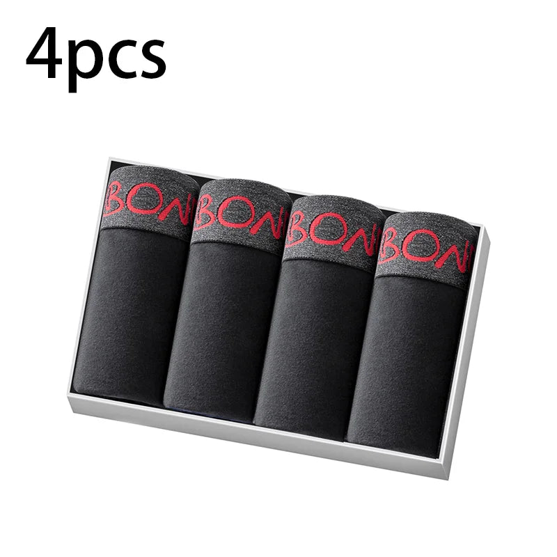4pcs Men's Cotton Underwear Wear-Resistant High-Quality Pure Cotton Comfortable Design Daily Travel Wear Inner Pants