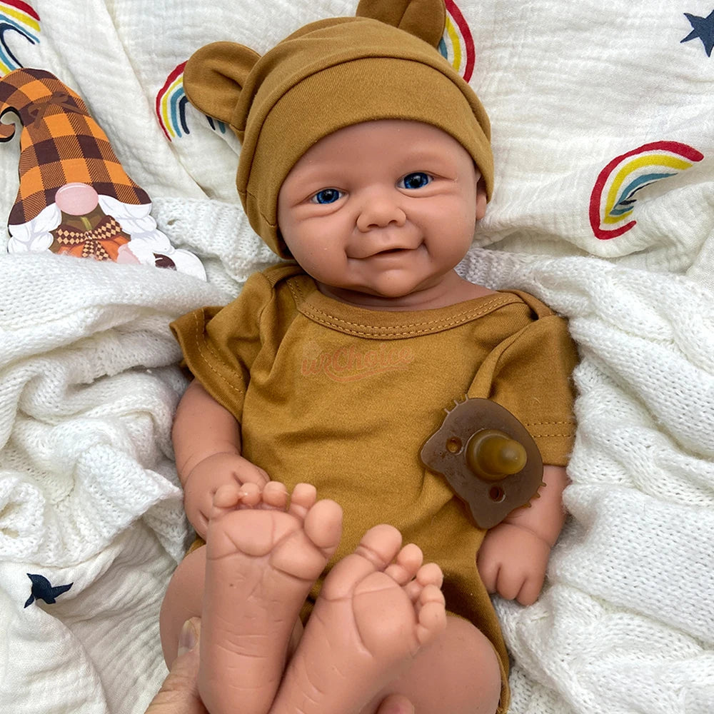 18inch Full Solid Silicone Reborn Baby Girl/Boy Weighted Body Poseable Doll Lifelike Bebe Reborn Gift for Birthday Christmas