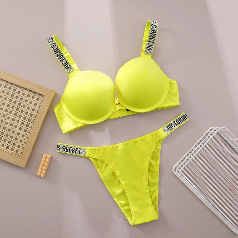 V Bra Panty Set Women Lace Push Up Bralette Seamless Comfortable Breathable Lingerie Home Wear Set Lingerie Set Underwear Set