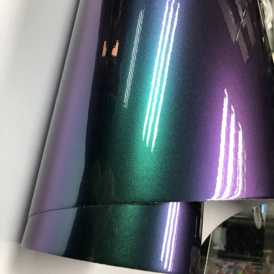 Premium Gloss Chameleon Pearl Glitter Metallic Green purple Vinyl Car Wrap Foil With Air Release Diamond Car Sticker Decal