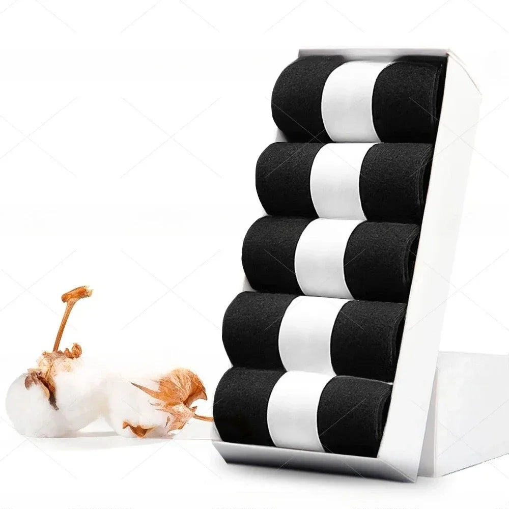 5 10 Pairs Men Socks Cotton Blend Black Business Casual Soft Breathable for  Spring Summer Autumn Winter Size 6-13