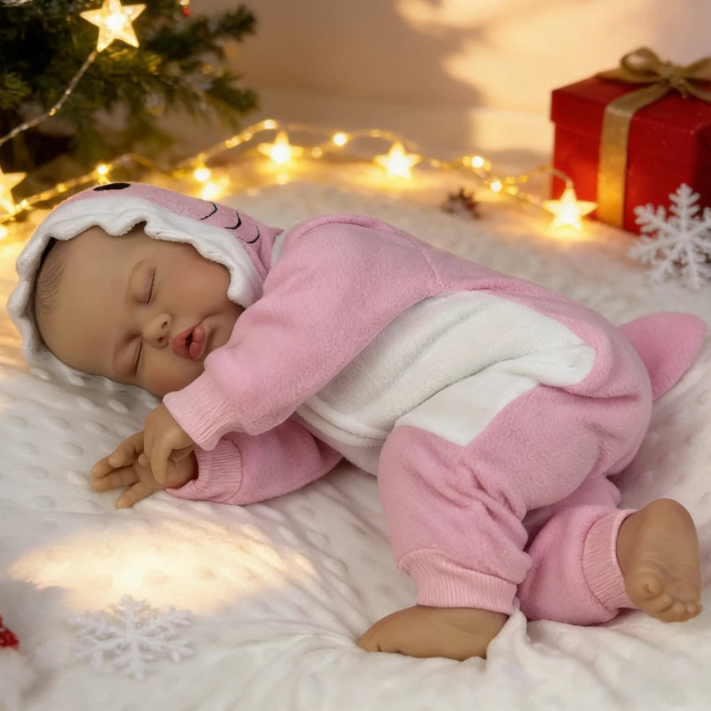 BZDOLL 20 Inch 3D Skin & Veins 50 CM Fat Reborn Asleep Baby Doll Cloth Body Vinyl Limbs Lifelike Birthday Gift