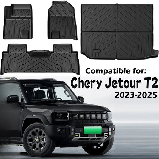 For Jetour T2 Traveler 2023 2024 2025 Floor Mats Trunk Mats All Weather Waterproof Anti-Slip Front Rear Cargo Liner Foot Pads