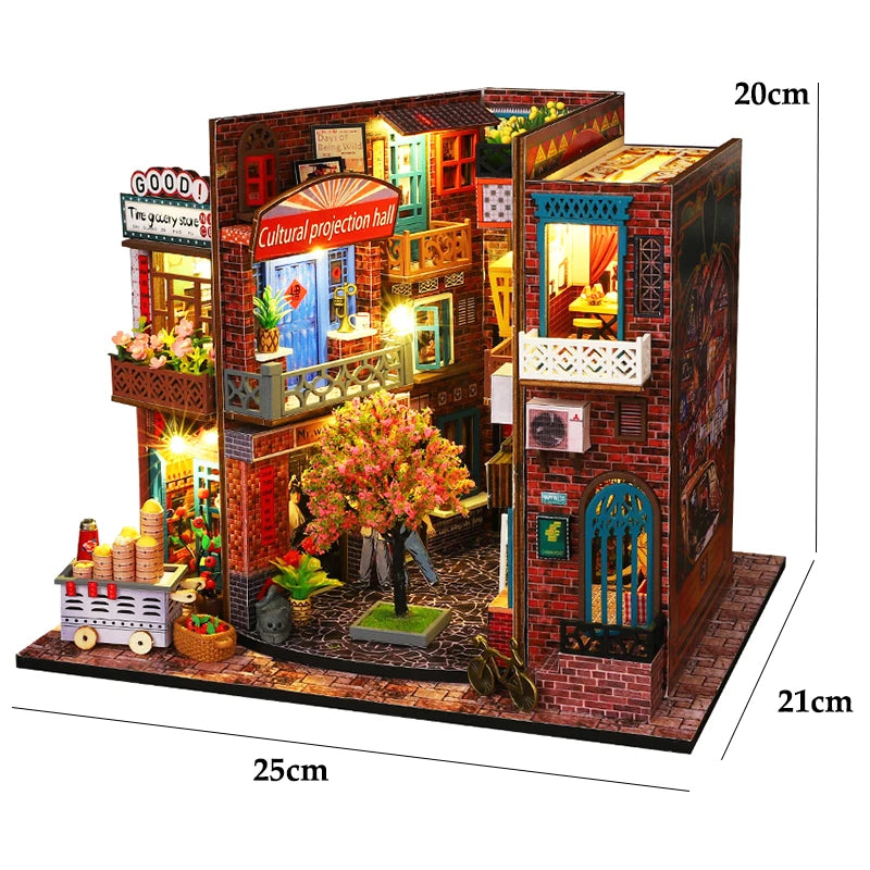 DIY Wooden Miniature Building Kits 3D Puzzles Castle Casa Doll Houses With Furniture Lights Dollhouses For Friends Birthday Gift