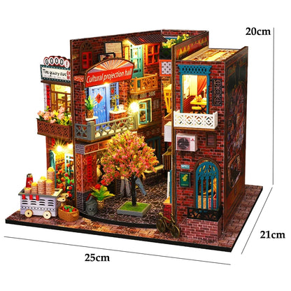 DIY Wooden Miniature Building Kits 3D Puzzles Castle Casa Doll Houses With Furniture Lights Dollhouses For Friends Birthday Gift