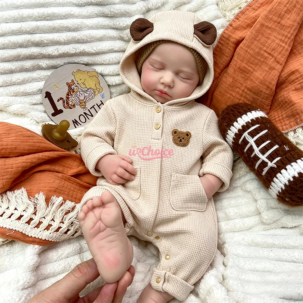 20 Inch Open Mouth Full Silicone Reborn Doll Lifelike Loulou Toy Doll Handmade Art Doll Cute Sleeping Newborn For Collection