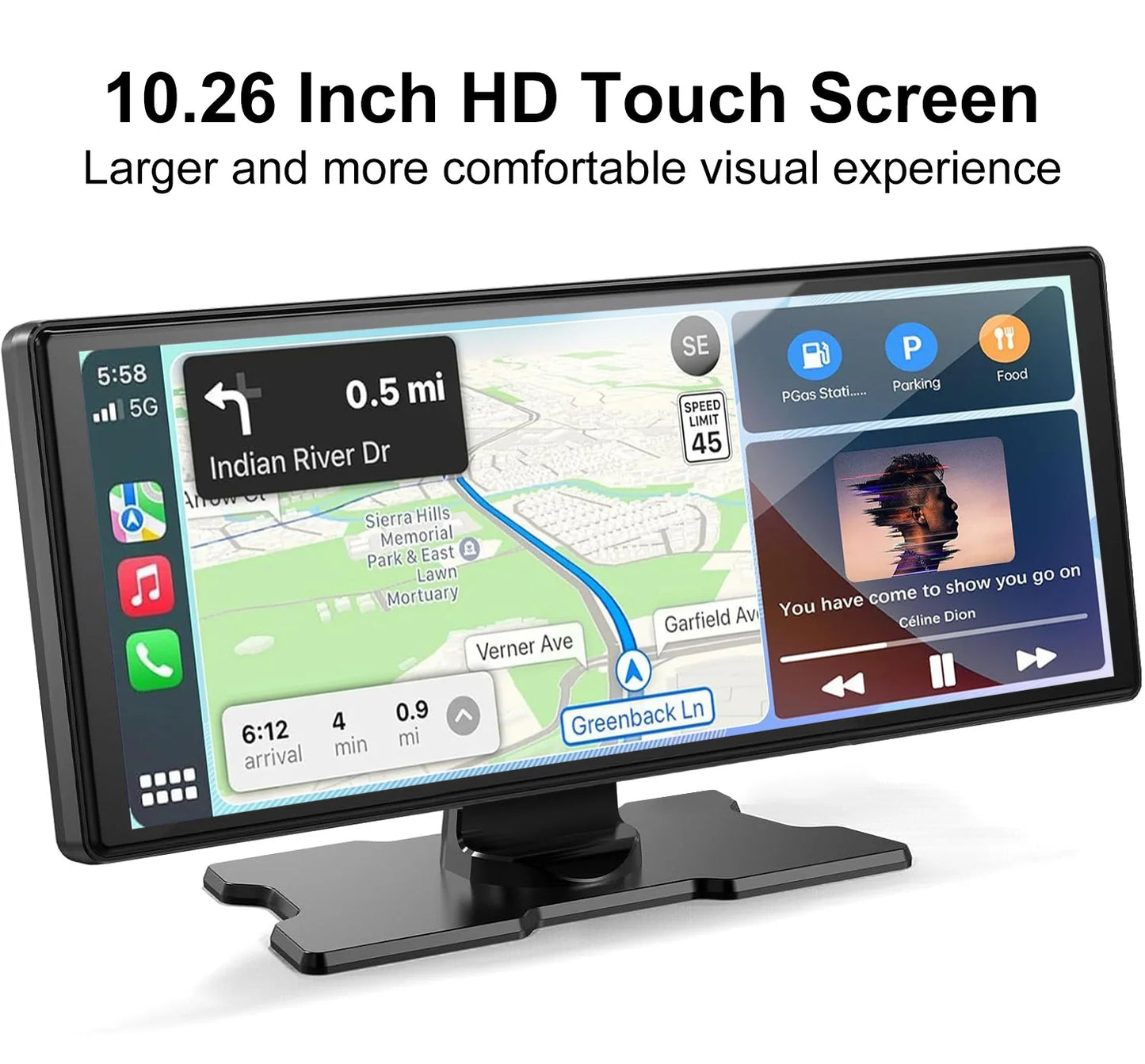 XIMA X10Plus Portable Wireless CarPlay and Android Auto Car Radio Multimedia  Stereo Audio GPS Navigation Dashboard  Mirrorlink