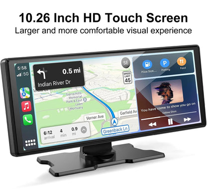 XIMA X10Plus Portable Wireless CarPlay and Android Auto Car Radio Multimedia  Stereo Audio GPS Navigation Dashboard  Mirrorlink