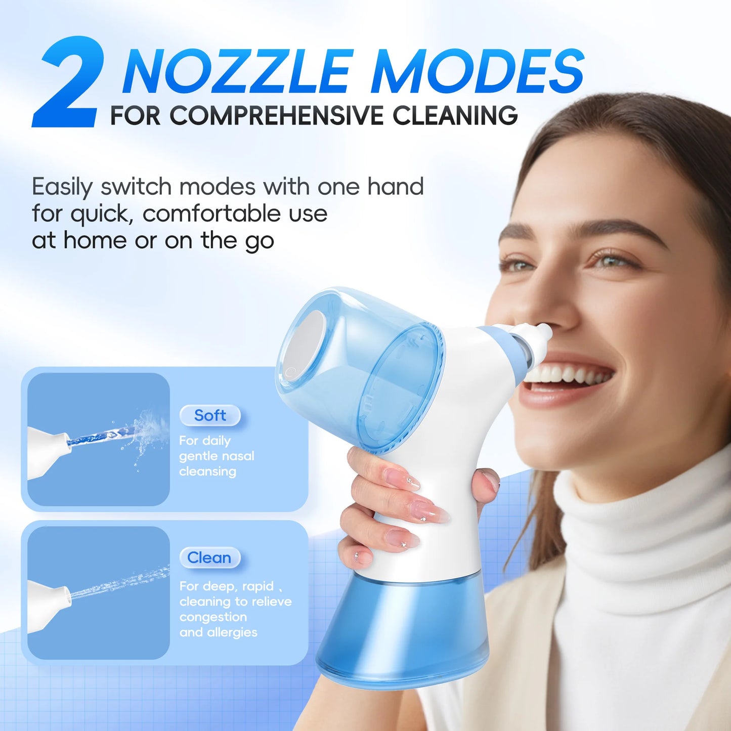 Electric Nasal Rinse Irrigation Self-Cleaning with Auto Waste Collection, 30 Salt Packets for Sinus Discomfort Relief