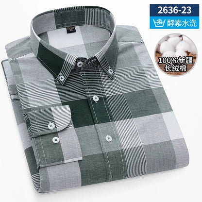 Men's long sleeve shirt pure cotton breathable comfortable business casual slim top shirt trend spring and summer formal wear