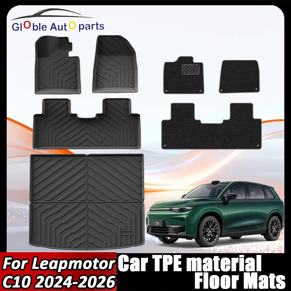 Car Floor Mats For Leapmotor C10 2024 2025 2026 Car Floor Mats & Cargo Liner TPE 3D Foot Mat Waterproof Trunk Mat Protective Pad