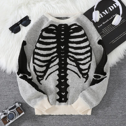 New Popular Autumn and Winter Backbone Jacquard Pattern Pullover Sweater Casual Round Neck Knitted Men's Pullover