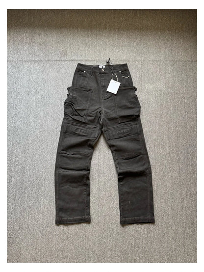 High Street RO Style Denim Pants Men's 24SS Cargo Dirty Washing Old Multi Pocket Workwear Jeans Straight Leg Pant Men Clothing