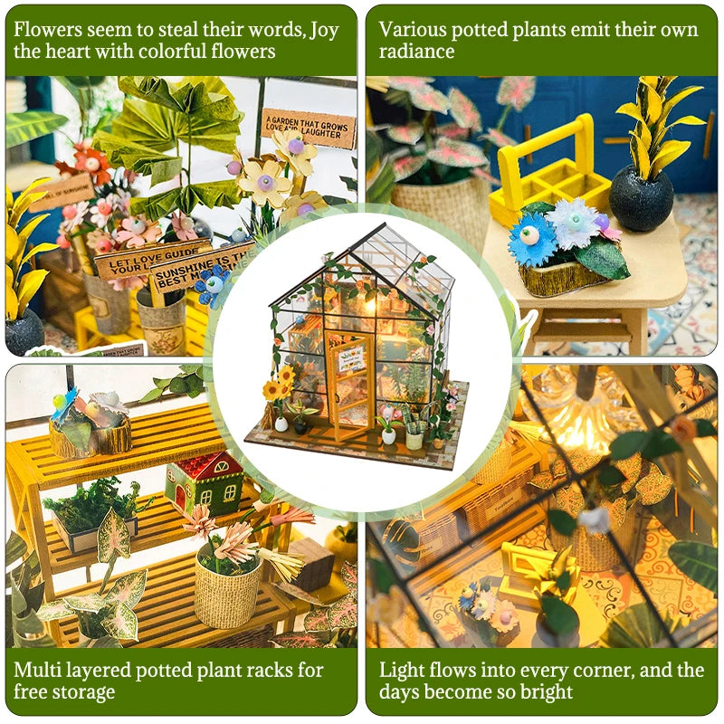 Mini DIY DollHouses Kit Flower House Handmade 3D Puzzle Assembly Building Toys Home Bedroom Decoration With Furniture Doll House