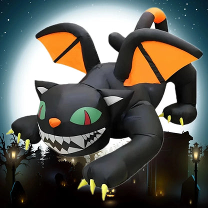Halloween Inflatable 1.8m Black Cat Toy Shakes Head Ghost LED Lights Indoor Outdoor Yard Airblown Decoration Fun Party Display
