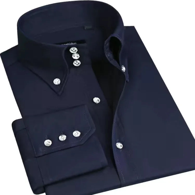 Men Designer Dress Shirt Button-down Collar Korean Fashion Male Formal Business Slim Fit Casual Long Sleeve White Shirts Autumn