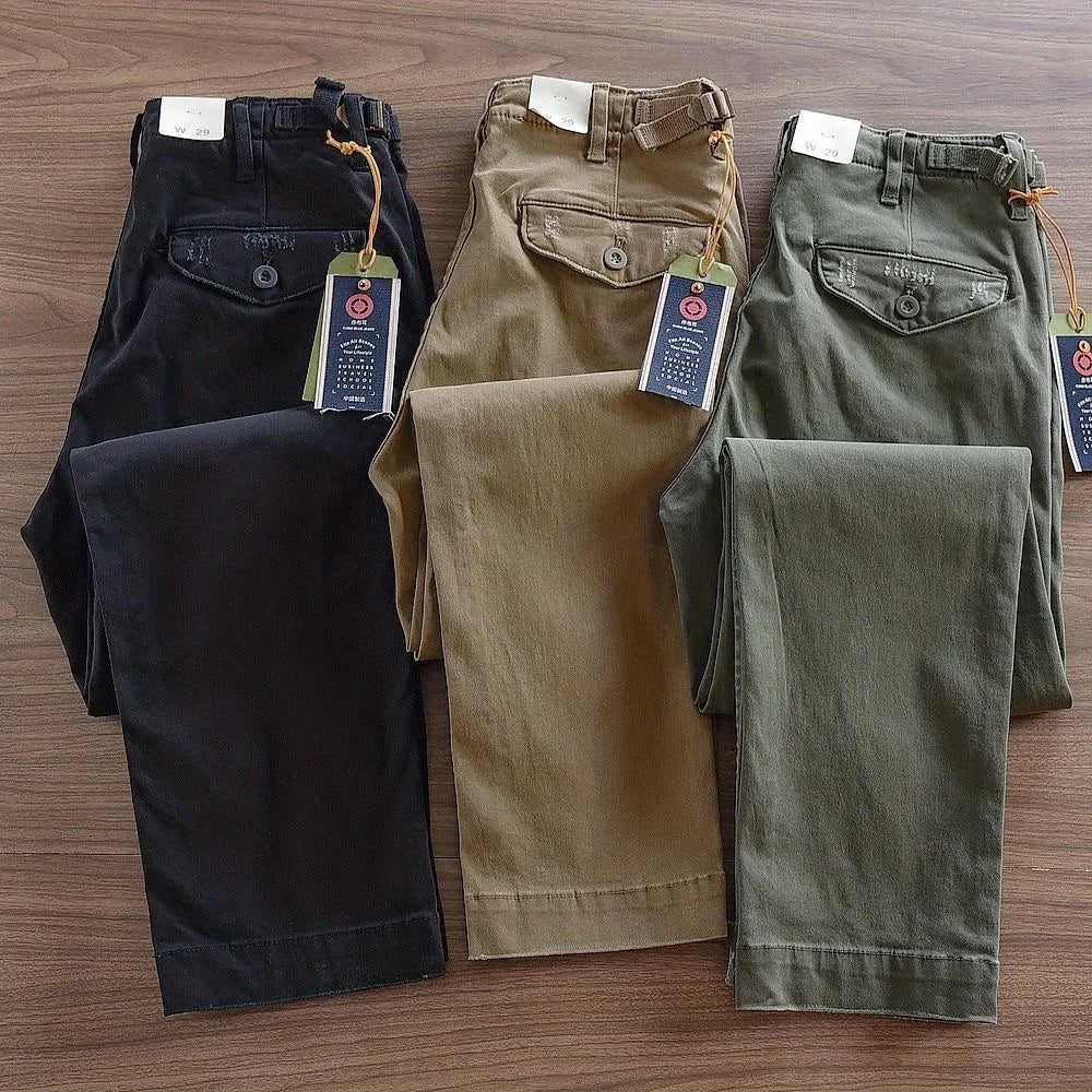 Men's Retro American Casual Pants Straight Leg Workwear Trousers Wear Resistant Outdoor Dirt Resistant Autumn Winter Heavy Duty