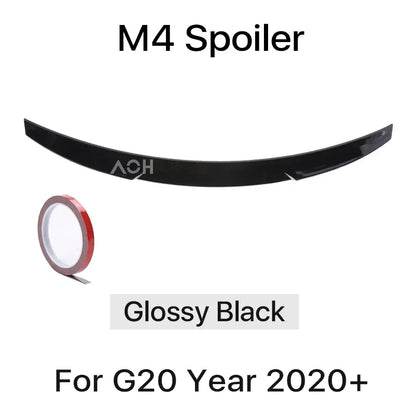 Carbon Fiber Rear Bumper Spoiler Lip For BMW 3 Series G20 2020-2023 MP M3 M4 PSM Style Slim Trunk Wing Kit Refting Gloss Black