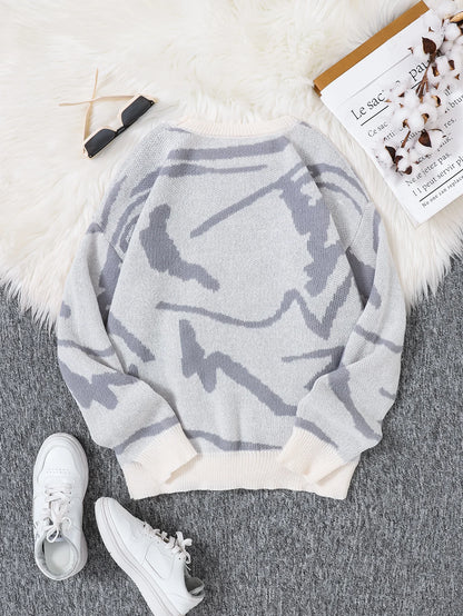 Unisex Sweaters, Casual and Comfortable with Dropped Shoulders, Autumn and Winter Knitwear, Soft Regular-Fit Long-Sleeved Crew Neck Pullovers, Suitable for Everyday Wear, Unisex Tops for Going Out, Men's Knit Pullovers