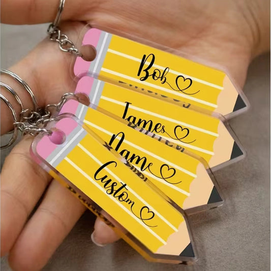 Customized Pencil Keychain, Personalized Acrylic Keychain, Custom Handbag Charm, Customizable Text Birthday Gift, Name Keychain, Unisex Keychain, Keychain, Valentine's Day Gift, Anniversary Gift, College Essentials, Teacher G