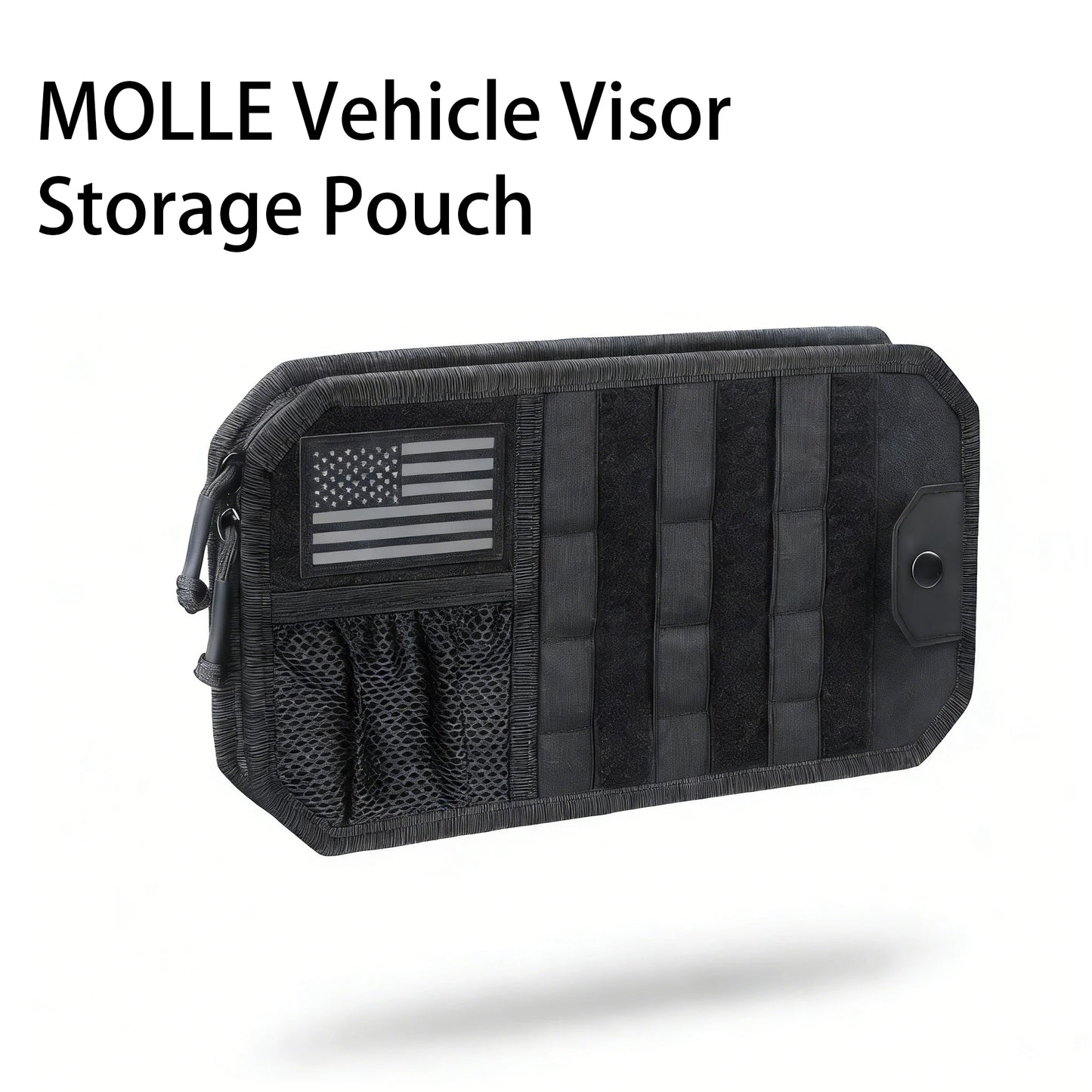 Tactical Car Sun Visor Organizer MOLLE Panel Pouch Universal Vehicle Visor Storage Bag for Sunglasses, Tools, Documents