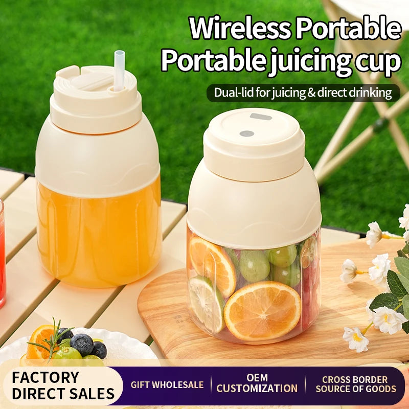 Electric juicer wireless portable electric 800ml sports cup large capacity stainless steel blade milkshake machine fresh juicer