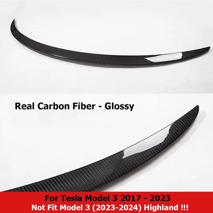 Real Carbon Fiber Spoiler For Tesla Model Y 2024 Trunk Spoilers Model 3 Highland Rear Door Tail Trunk Wings Car Accessories