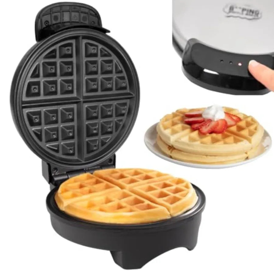 Beeping Belgian Waffle Maker 7" Mini Electric Waffle Iron with Adjustable Browning Temp Control Non-Stick Plates and Ready Aler