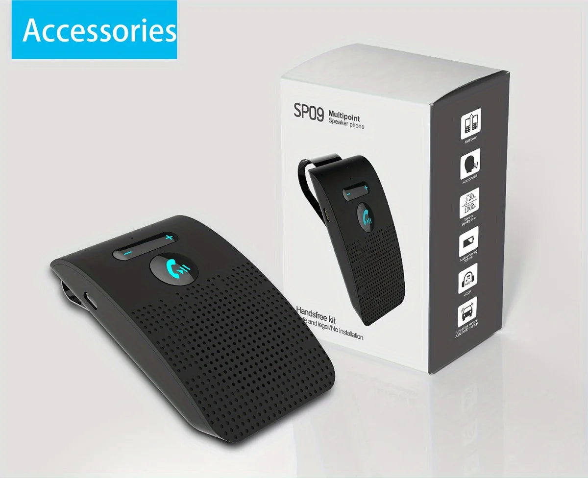 Wireless Bluetooth Hands-Free Car Kit with Sun Visor Speakerphone for Multi-Point Calls