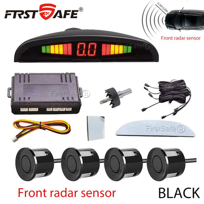 Front Mounted Car Parking Sensor Danger Alarm Kit LED Display 4 Sensors 22mm Backlit Obstacle Radar Monitoring System 12 Colors
