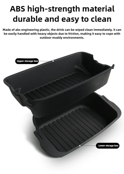 For Tesla Model Y Juniper 2021-2025 Launch Front&Rear Trunk Storage Box Double-Deck Luggage Frunk Organizer Box Dustproof Cargo