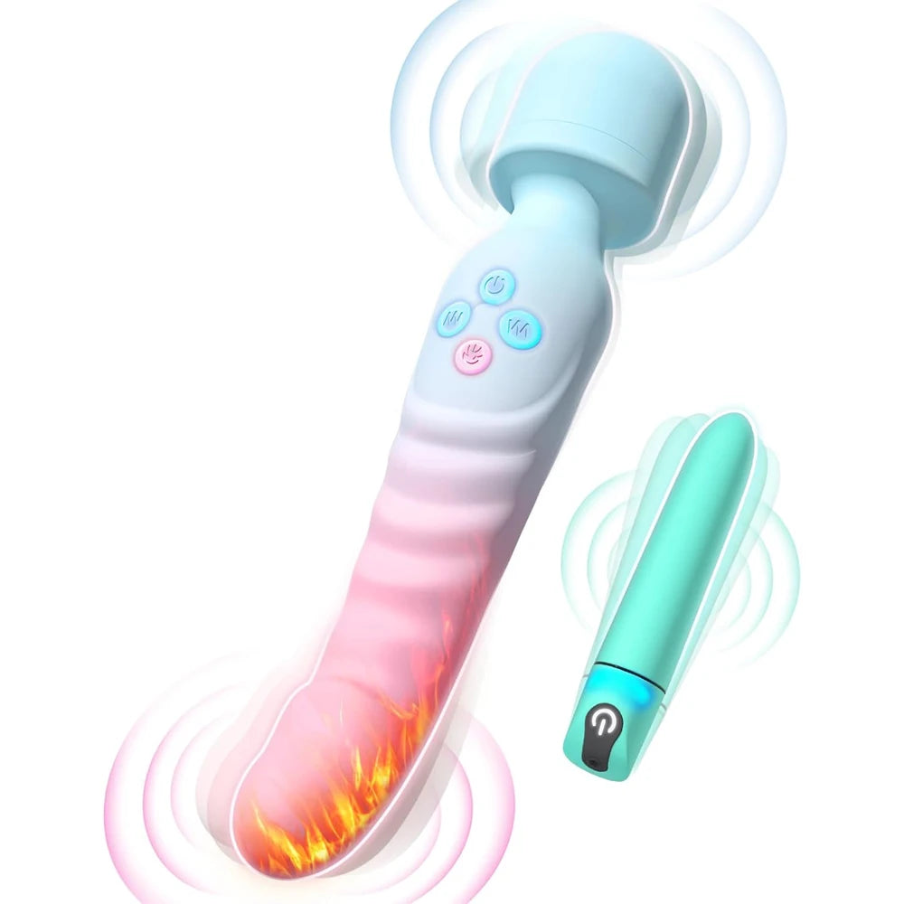 Heating AV Wand Vagina Vibrator for Women G-Spot Clit Stimulator Nipples Breast Massager Female Masturbator Sex Toy for Women