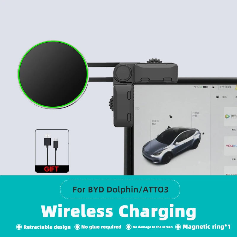TEEQ for BYD Atto3 Dolphin Seal U DM-i Song Plus Car Phone Holder Mount Adjustable Magnetic Car Phone Support Frame Accessories