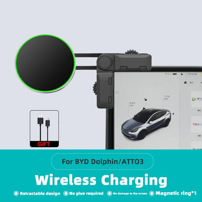 TEEQ for BYD Atto3 Dolphin Seal U DM-i Song Plus Car Phone Holder Mount Adjustable Magnetic Car Phone Support Frame Accessories