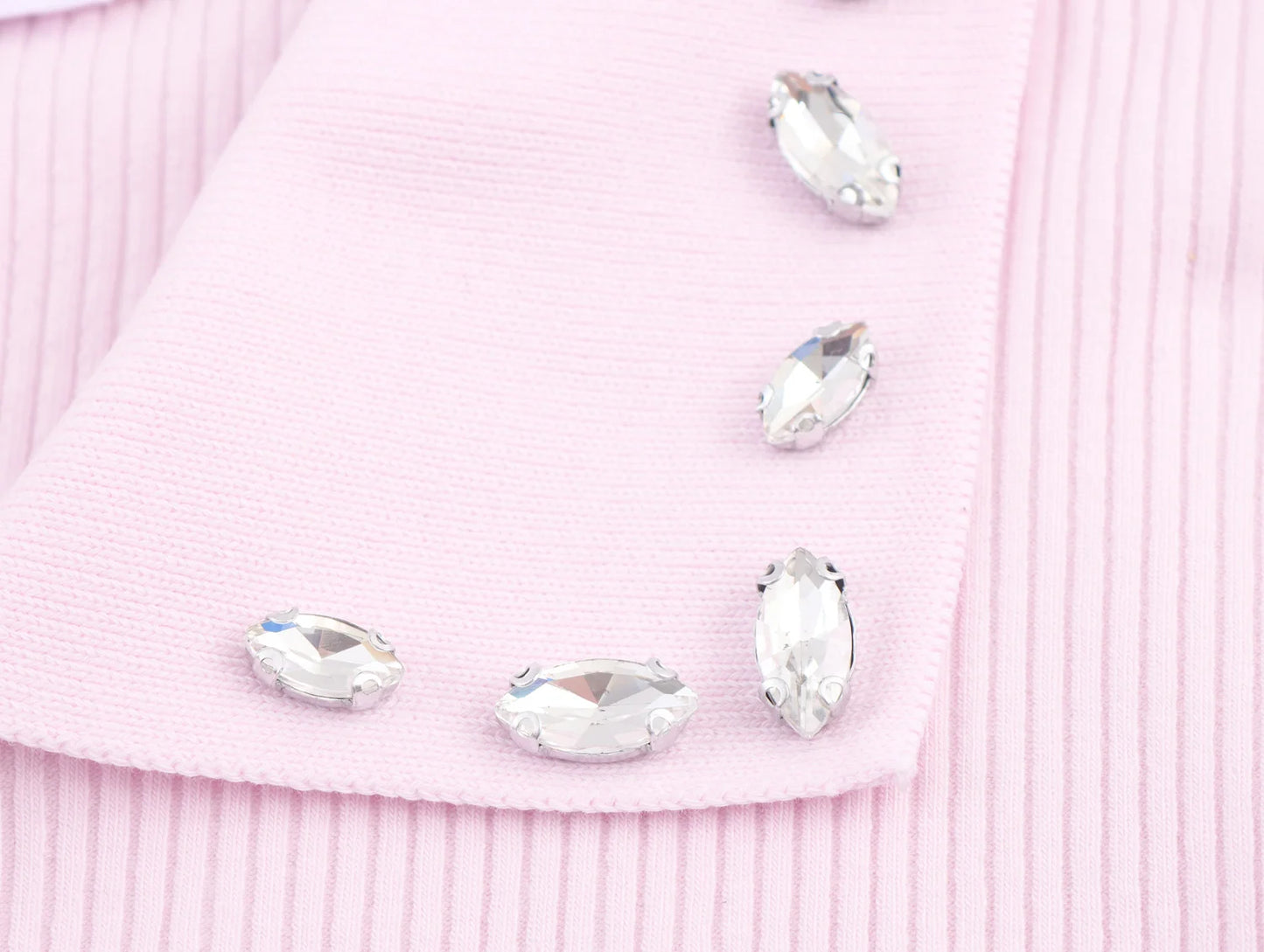 Retro American Diamond Embedded Short Sleeve Knitted T-shirt Women's Sweet Anti-aging Top Jewelry Collar Turn-down Collar