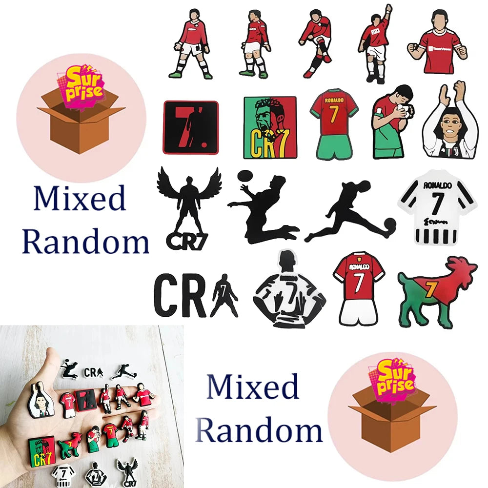 Football Star 1-18pcs/set of Cristiano Ronaldo Xmas Cartoon Shoes Charming Decorative Accessories Children's Favorite Gifts