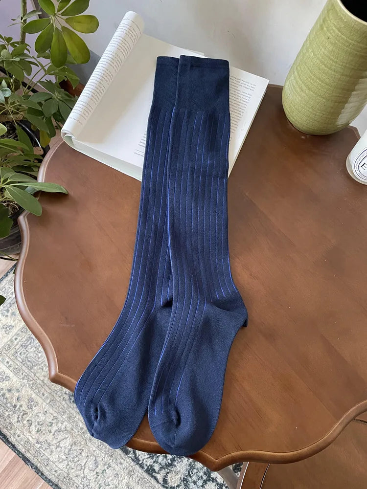Man's Knee High Socks Calf Socks Cotton Dressing Mature Man Adult Man's Cotton Socks