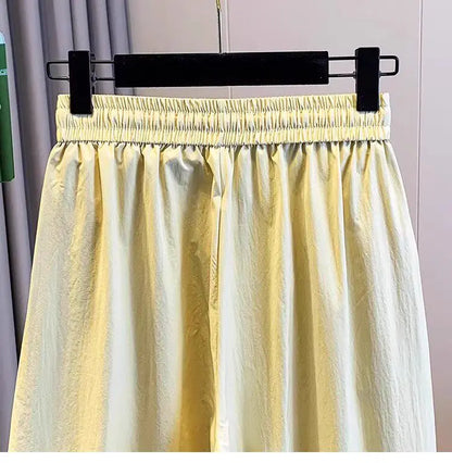 Casual Ice Silk Quick Dry Nine-Piece Flower Bud Pants Women Summer Thin Loose High Waist Draping Lantern Pants
