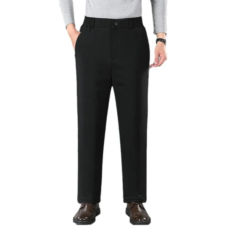 Men's Winter Thickened Fleece Lined Casual Cotton Pants Warm Long Trousers Outerwear Dad Style Northeast China Style Sheepskin
