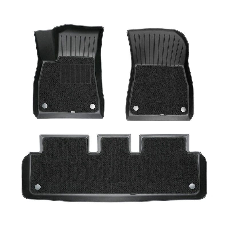 6PCS Floor Mats for Tesla Model Y highlad3 Double Layer 3D TPE Menis Carpet Velvet Waterproof Washable Two Layers Car Floor Pads