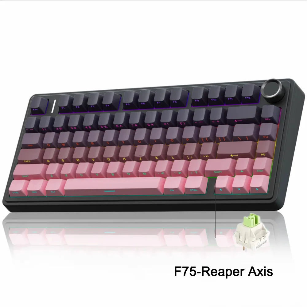AULA Mechanical Keyboard F75 Three Modes Gaming Mechanical Keyboard Multi-function Knob Can Switch Between Game/Office Modes