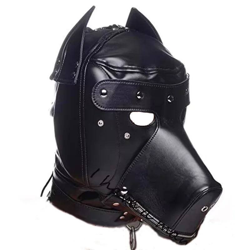 Leather Padded Hood Mask Blindfold Head Restraint Harness Mask, BDSM Bondage Gimp,Sexy Costume